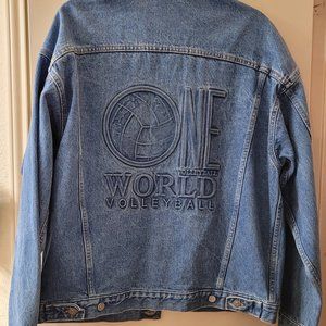 Vintage One World Volleyball denim jacket M